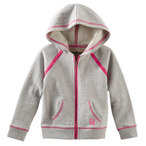 NWT Oshkosh B'gosh Girls Kids Zip-Up Active Hoodie Jacket Full Zip Cardi… - Picture 1 of 5